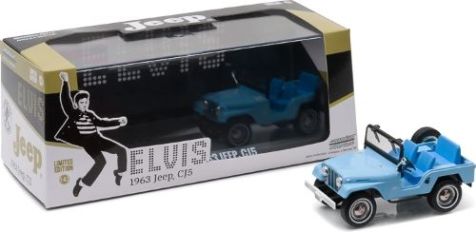 1:43 Greenlight Elvis 1963 Jeep CJ5 Sierra Blue as seen in "Tickle Me" 86310
