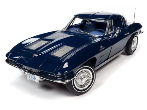 1:18 Auto World 1963 Chevy Corvette Coupe - Daytona Blue Metallic
