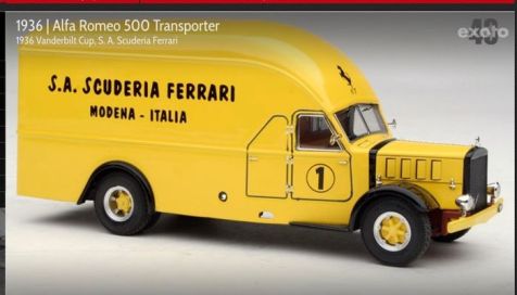1:43 Exoto Alfa Romeo 500 Race Car Transporter 1936