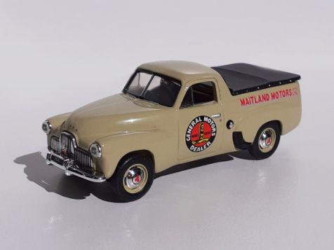 1-43-classic-carlectables-1951-holden-fx-utility-general-motors-dealers-livery-in-nankeen-cream