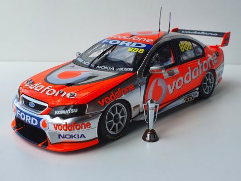 1:18 Classic Carlectables Craig Lowndes and Jamie Whincup Year 2008 "Supercheap Auto Bathurst 1000 Winner" TeamVodafone BF Falcon (Scale replica Peter Brock Trophy included)