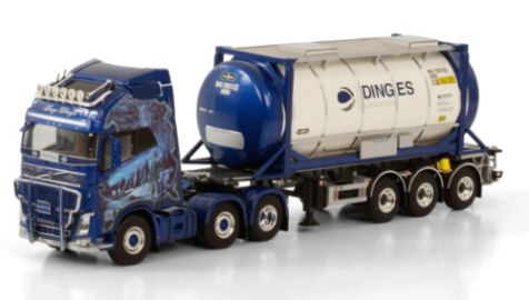 1:50 Drake Collectibles Ingo Dinges: Volvo FH4 Globe XL 6X2 Twinsteer Container Trailer - 3 Axle