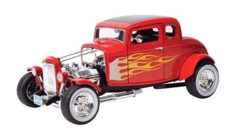 1:18 Motor Max 1932 Ford Hot Rod Red w/ Flames MX73172PTM