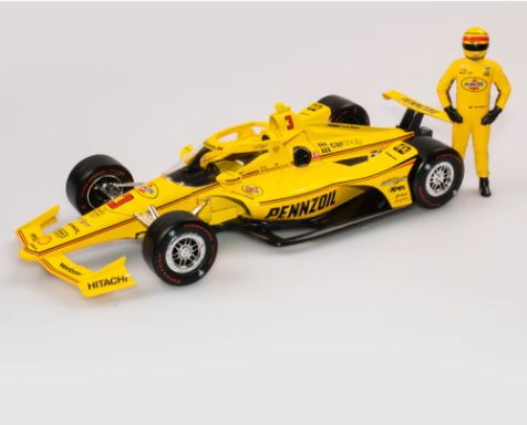 1:18 Authentic Collectables Team Penske #3 Pennzoil Dallara Chevrolet IndyCar With Driver Figurine - 2022 INDY 500 - Driver: Scott McLaughlin (Signature Edition)