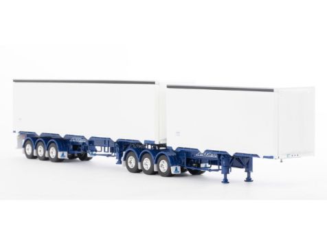 Blue/White Freighter Ezi-Liner B-Double 1/50 Drake